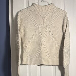 Banana Republic Off-White Cable Knit Turtleneck Sweater